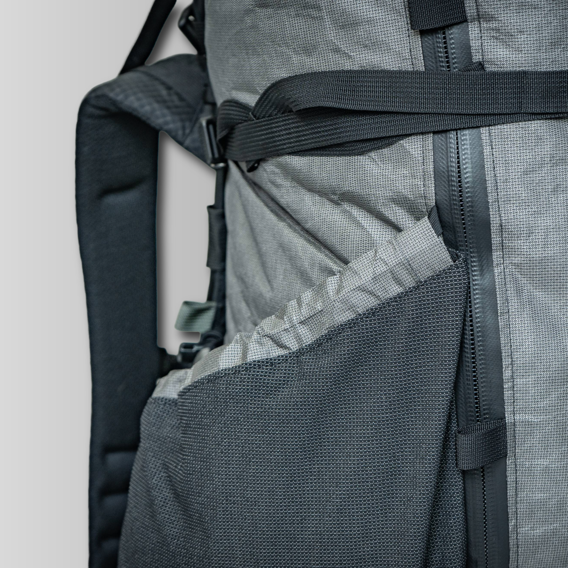 Goshawk 6300 Gatekeeper compression straps close-up, six side straps (three per side), two bottom straps, one over-the-top strap for load securing
