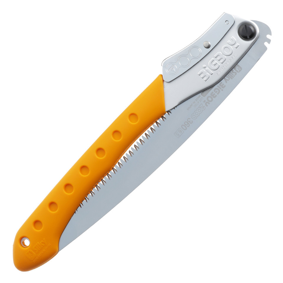 Silky Big boy folding saw, with the blade folded closed into the rubber cushioned handle