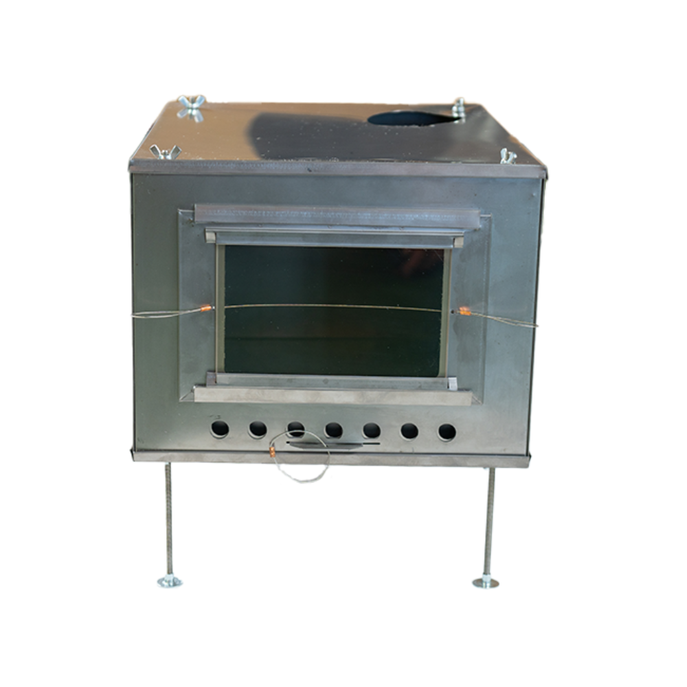 Glass door replacement or upgrade for Seek Outside medium, large, and SXL stoves, showing titanium frame construction