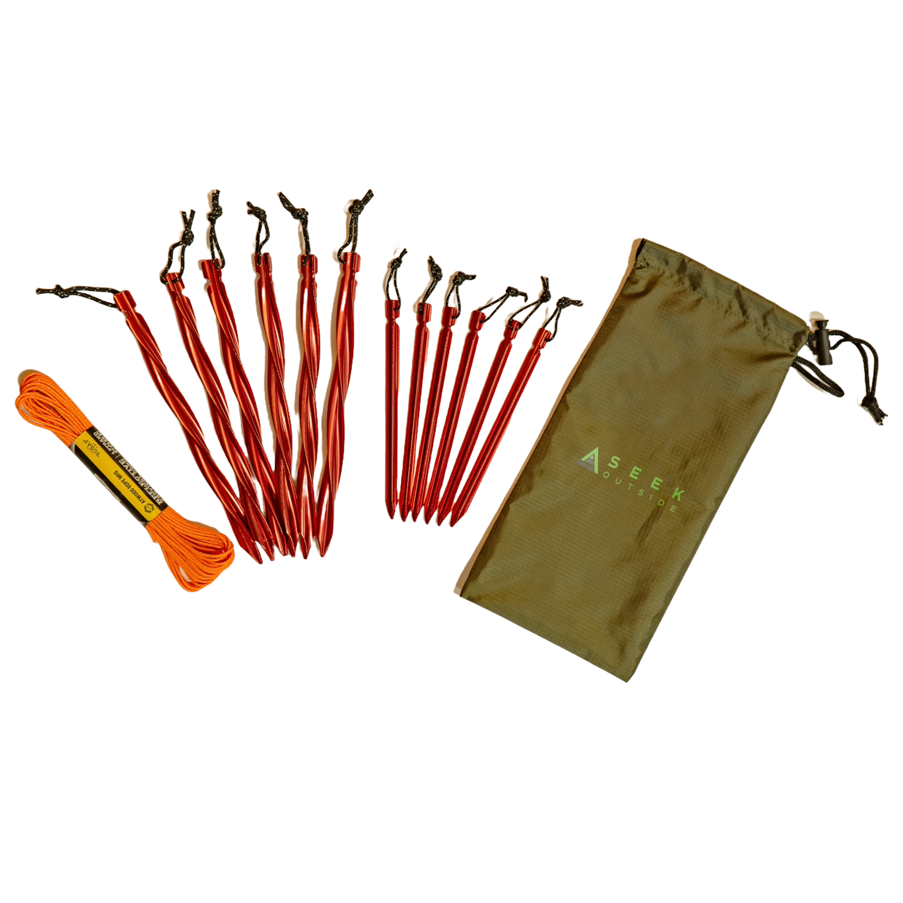 MSR twisted stakes, Paracord, Stuff Sack, kit