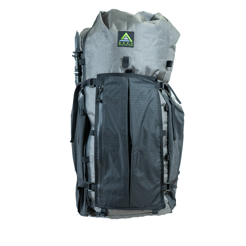 black talon connested to front of a backpack with gatekeeper straps