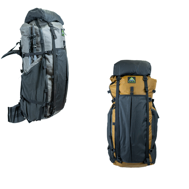 front and side view of Goshawk backpack on a white background