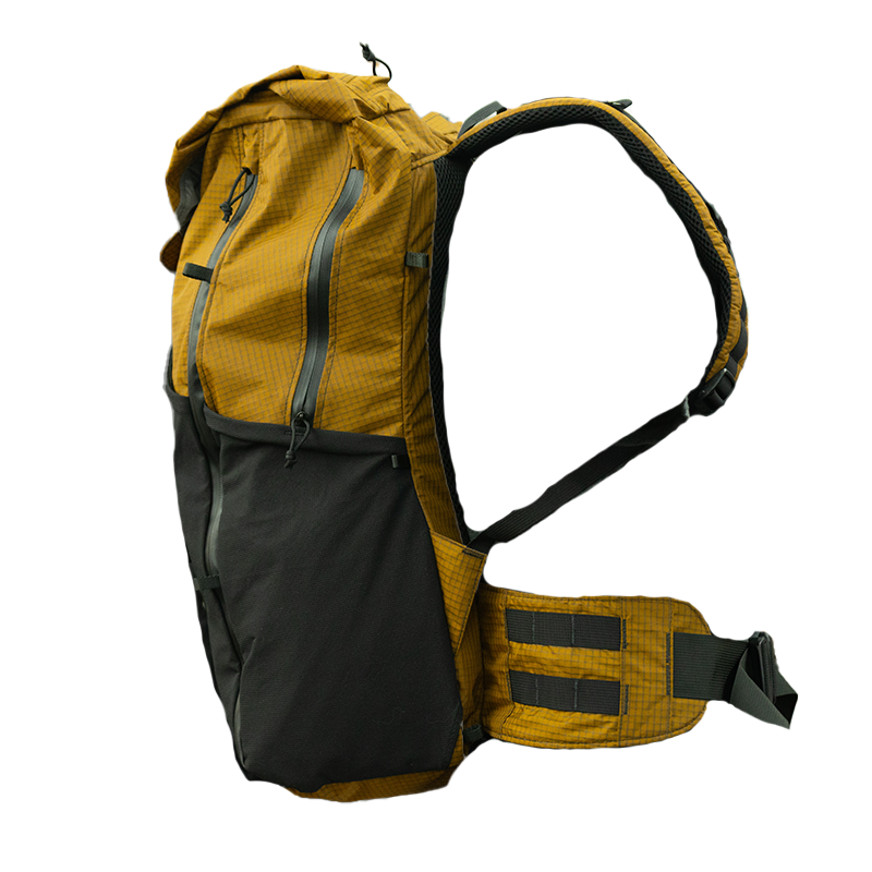 Coyote brown Silverton backpack side view on a white background
