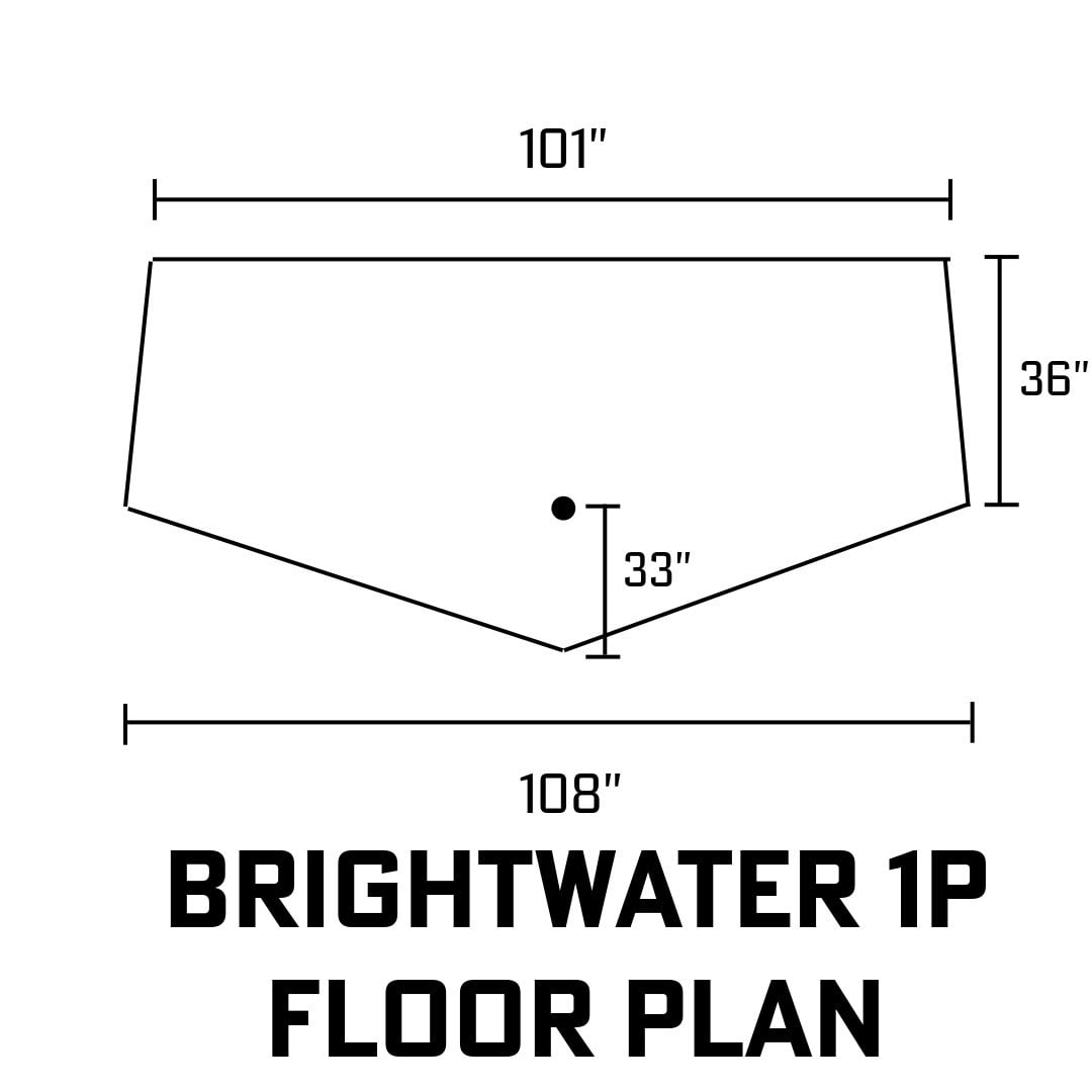 Floor plan of the Brightwater 1p showing its sleeping area of 3 by 9 feet.