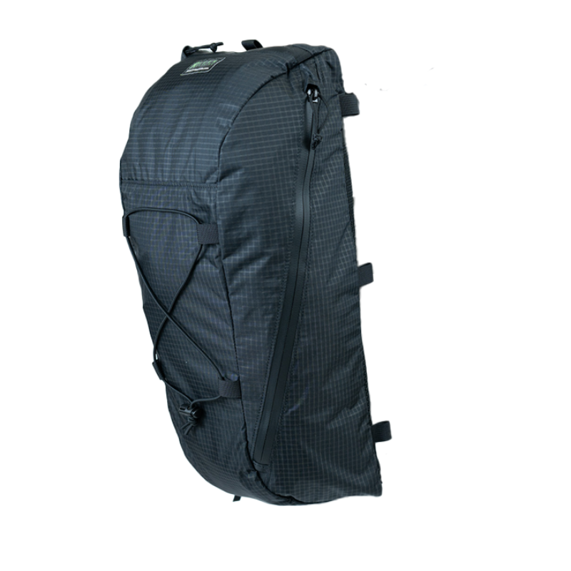 small black Merlin backpack on a white background