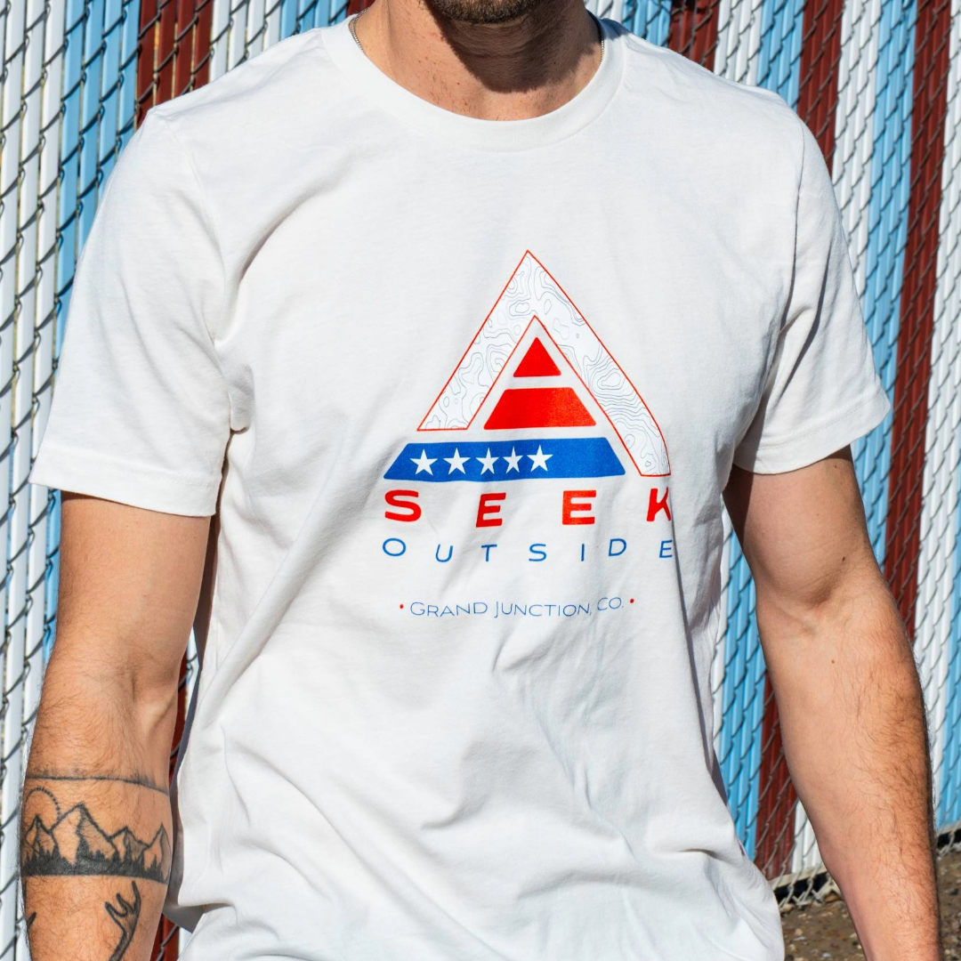 Red White And Blue Seek Outside T-shirt
