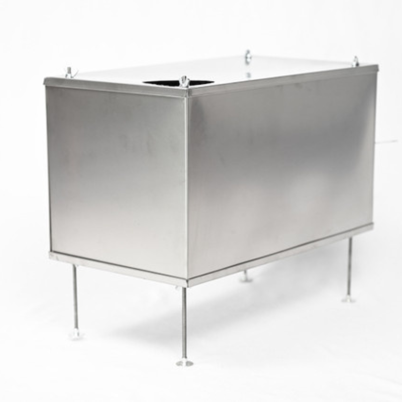 Seek Outside Large titanium stove side angle showing box-style construction