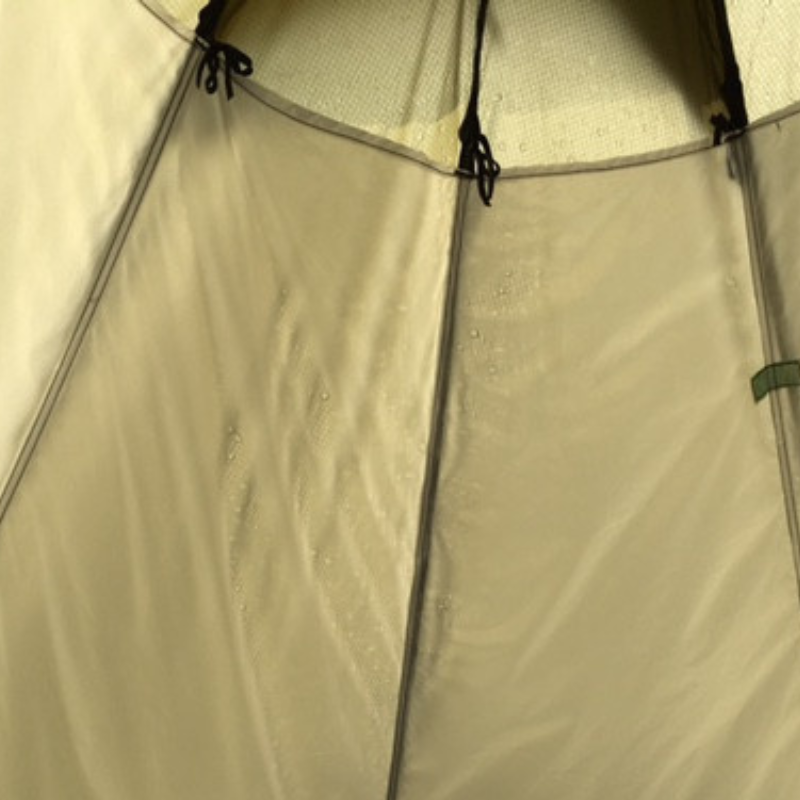 liner installed inside tipi tent to prevent condensation drips from falling on people and gear