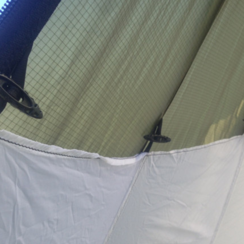 liner attachment to top of tent with toggles