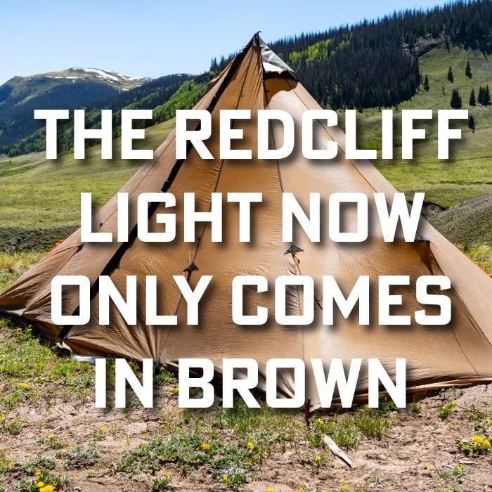Redcliff light in brown material color with text stating "the redcliff light now only comes in brown"
