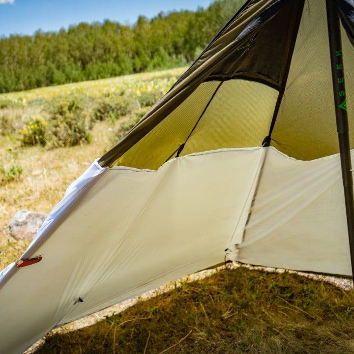 Cimarron half liner connected in green Cimarron tent creating a second layer inside the shelter