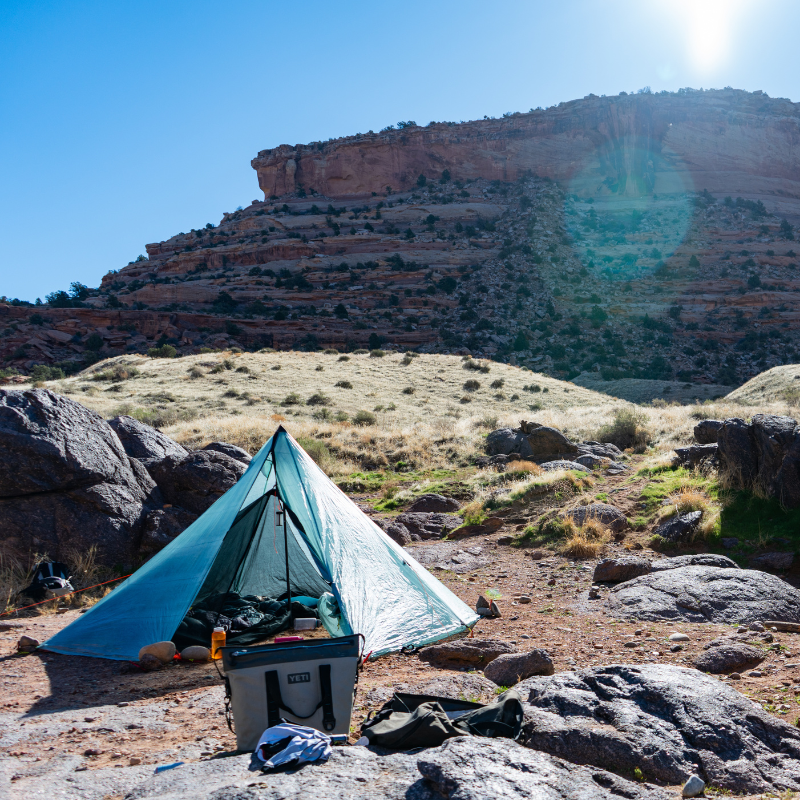 Single door ultralight DCF Cimarron tent with half nest inside