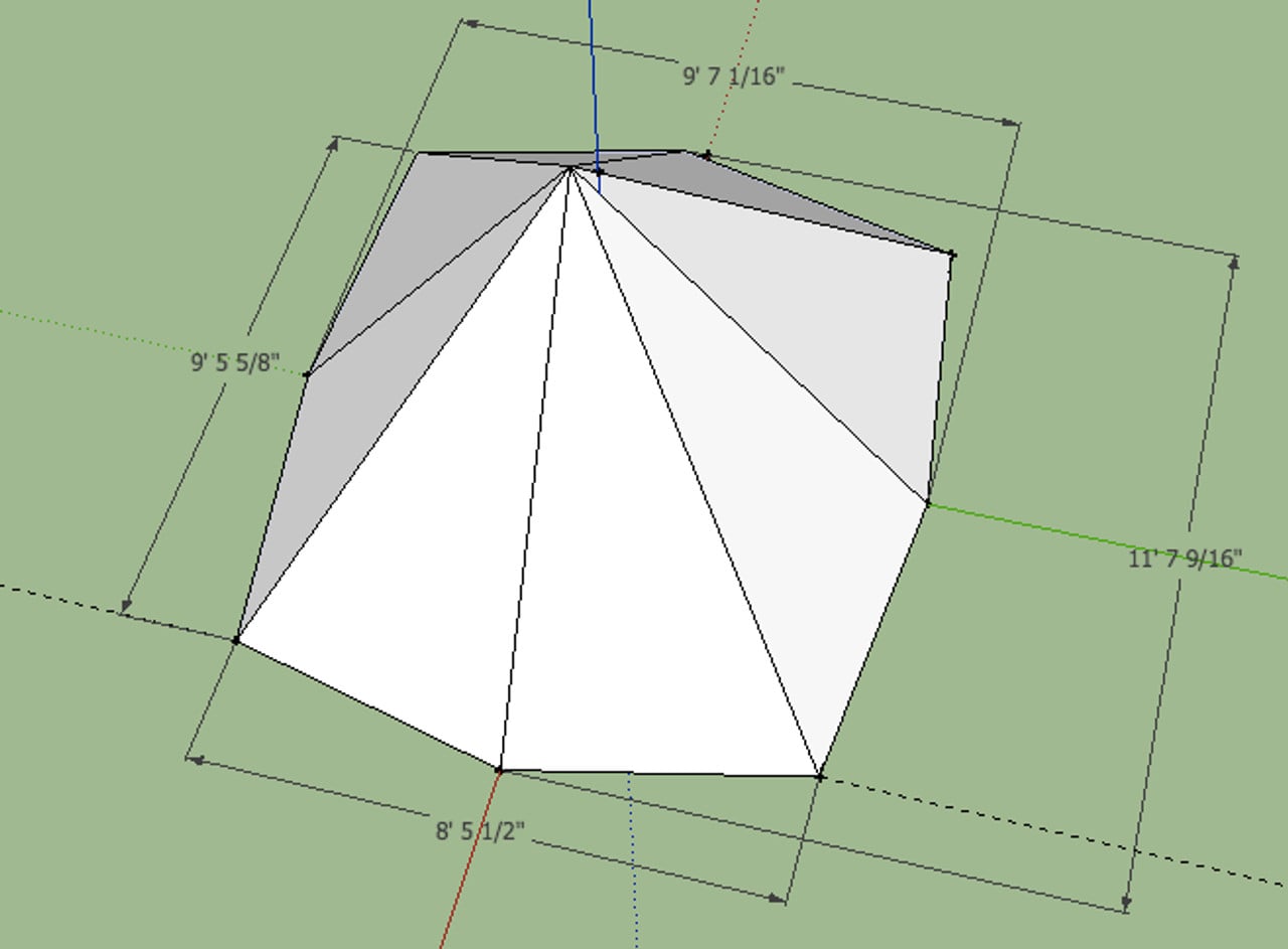 diagram showing Cimarron pyramid tent dimensions