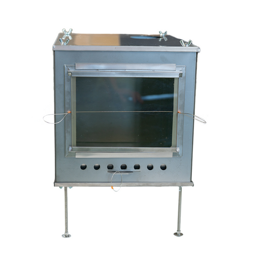 Lightweight 11-ounce glass door with titanium frame designed for compatibility with Seek Outside XL soze stove