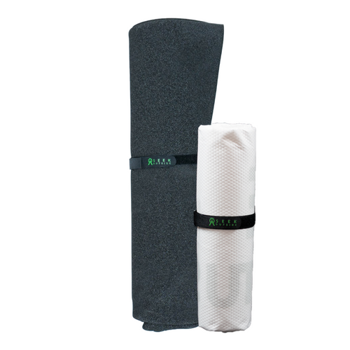 a rolled up Matty ground mat and a rolled up ground sheet on a white background