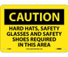 Caution: Hard Hats Safety Glasses And Safety Shoes Required In This Area - 7X10 - Rigid Plastic - C160R