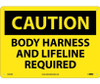Caution Body Harness And Lifeline Required 10X14 .040 Alum