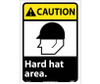 Caution: Hard Hat Area (W/Graphic) - 14X10 - PS Vinyl - CGA1PB