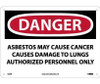 Danger: Asbestos May Cause Cancer Causes  Authorized Personnel Only - 10 X 14 - PS Vinyl - D22PB