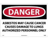 Danger: Asbestos May Cause Cancer Causes  Authorized Personnel Only - 14 X 20 - PS Vinyl - D22PC