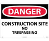 Danger: Construction Site No Trespassing - 20X28 - .040 Alum - D248AD