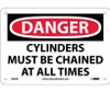 Danger: Cylinders Must Be Chained At All Times - 7X10 - Rigid Plastic - D254R