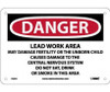 Danger: Lead Work Area May Damage Fertility  Do Not Eat - Drink Or Smoke In This Area - 7 X 10 - Alum - D26A