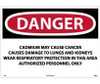 Danger: Cadmium May Cause Cancer Wear Respiratory Protection In This Area Authorized Personnel Only - 20 X 28 - .040 Alum - D28AD