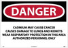 Danger: Cadmium May Cause Cancer Wear Respiratory Protection In This Area Authorized Personnel Only - 20 X 28 - PS Vinyl - D28PD