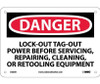 Danger: Lockout Tagout Power Before Servicing - 7X10 - Rigid Plastic - D303R