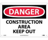 Danger: Construction Area Keep Out - 10X14 - Rigid Plastic - D404RB