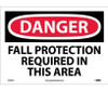 Danger: Fall Protection Required In This Area - 10X14 - PS Vinyl - D529PB