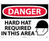 Danger: Hard Hats Required In This Area - Graphic - 20X28 - Rigid Plastic - D545RD