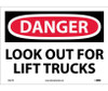 Danger: Look Out For Lift Trucks - 10X14 - PS Vinyl - D581PB