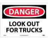 Danger: Look Out For Trucks - 10X14 - PS Vinyl - D583PB