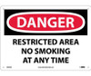 Danger: Restricted Area No Smoking At Any Time - 10X14 - .040 Alum - D605AB