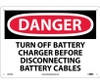 Danger: Turn Off Battery Charger Before Disconnecting Battery Cables - 10X14 - .040 Alum - D619AB
