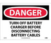 Danger: Turn Off Battery Charger Before Disconnecting Battery Cables - 10X14 - PS Vinyl - D619PB