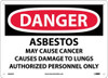 Danger: Asbestos Cancer And Lung Disease Hazard Authorized Personnel Only - 10X14 - .040 Alum - D656AB