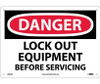 Danger: Lock Out Equipment Before Servicing - 10X14 - .040 Alum - D665AB