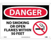 Danger: No Smoking Or Open Flames Within 50 Feet (Graphic) - 10X14 - .040 Alum - D673AB