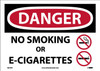 Danger: No Smoking Or E-Cigarettes -10X14 - Pressure Sensitive Vinyl - D676PB