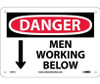 Danger: Men Working Below - 7X10 - Rigid Plastic - D71R