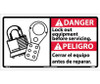 Danger: Lock Out Equipment Before Servicing (Bilingual W/Graphic) - 10X18 - PS Vinyl - DBA11P
