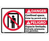 Danger: Confined Space Enter By Permit Only(Bilingual W/Graphic) - 10X18 - PS Vinyl - DBA8P