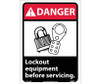 Danger Lock Out Equipment Before Servicing (W/Graphic) 14X10 Ps Vinyl