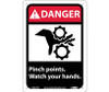Danger: Pinch Points Watch Your Hands (W/Graphic) - 10X7 - Rigid Plastic - DGA19R