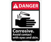 Danger: Corrosive Avoid Contact With Eyes And Skin (W/Graphic) - 14X10 - PS Vinyl - DGA3PB