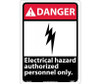 Danger Electrical Hazard Authorized Personnel Only 14X10 .040 Alum