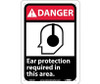Danger Ear Protection Required In This Area (W/Graphic) 10X7 Rigid Plastic